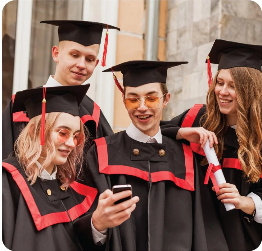 Graduates reviewing their next step together