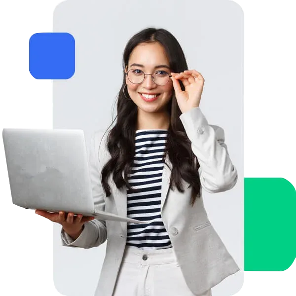 Professional learner holding a laptop